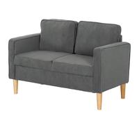 HOMCOM Compact 2 Seater Sofa with Under Seat Storage for Small Spaces Grey, Grey