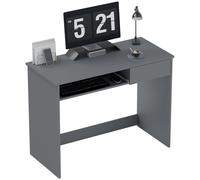HOMCOM Compact Computer Desk with Keyboard Tray, Home Office Desk with Drawer for Bedroom Study, Grey