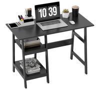 HOMCOM Computer Desk w/ Storage Shelf Study Table w/ bookshelf for Home Office in Black HOMCOM Black