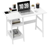 (Black) HOMCOM Computer Writing Desk w/ Shelf PC Workstation for Home Office
