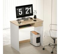 Homcom Compact Computer Table W/ Keyboard Tray Drawer Study Office Work, Oak