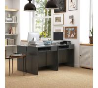 HOMCOM Compact Computer Table W/ Keyboard Tray Drawer Study Office Work, Grey, Grey