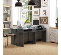 HOMCOM Compact Computer Table w/ Keyboard Tray Drawer Study Office Work in Grey HOMCOM Grey