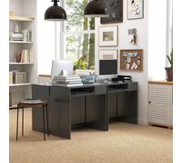 HOMCOM Compact Computer Table w/ Keyboard Tray Drawer Study Office Work in Grey HOMCOM Grey