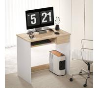 Homcom Compact Computer Table W/ Keyboard Tray Drawer Study Office Work, Oak
