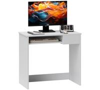 HOMCOM Compact Small Computer PC Table with Keyboard Tray Drawer Study Office Working Gaming Writing Desk, White