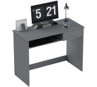 (Grey) HOMCOM Compact Computer Table with Keyboard Tray and Drawer