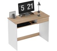 HOMCOM Compact Computer Table with Keyboard Tray and Drawer, Oak - Oak