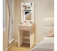 HOMCOM Compact Dressing Table with Lighted Mirror Open Shelves Drawer in White HOMCOM White