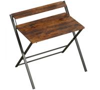 HOMCOM Compact Folding Desk for Small Spaces with Storage Shelf for Home Office, Rustic Brown