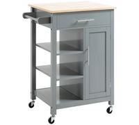 Homcom Compact Kitchen Trolley Utility Cart On Wheels With Open Shelf Grey