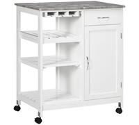 Homcom Compact Kitchen Trolley Utility Cart Wheel Wine Rack Cabinet In White White