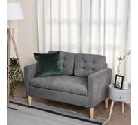 HOMCOM Compact Loveseat Sofa 2 Seater Sofa with Storage & Wood Legs in Grey HOMCOM Grey