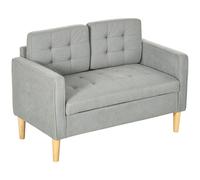 Homcom Compact Loveseat Sofa 2 Seater Sofa With Storage And Wood Legs In Light Grey Light Grey