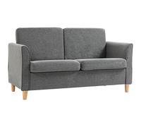 HOMCOM Compact Loveseat Sofa, Modern 2 Seater Sofa for Living Room with Wood Legs and Armrests, Cat Scratch Resistant, Grey Aosom UK