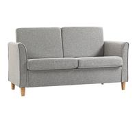 HOMCOM Compact Loveseat Sofa, Modern 2 Seater Sofa for Living Room with Wood Legs and Armrests, Cat Scratch Anti, Light Grey Aosom UK