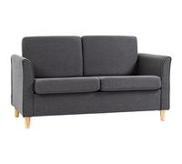 HOMCOM Compact Loveseat Sofa, Modern 2 Seater Sofa for Living Room with Wood Legs and Armrests, Cat Scratch Anti, Dark Grey Aosom UK