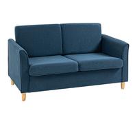 HOMCOM Compact Loveseat Sofa, Modern 2 Seater Sofa for Living Room with Wood Legs and Armrests, Cat Scratch Resistant, Blue Aosom UK