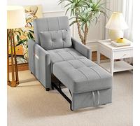 HOMCOM Sofa Bed 1 Seater Fold Out Grey