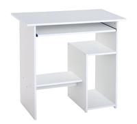 Homcom Compact Small Computer Table Wooden Desk Keyboard Tray Storage White