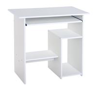 HOMCOM Compact Small Computer Table Wooden Desk Keyboard Tray Storage Shelf M...