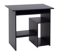HOMCOM Compact Small Computer Table Wooden Desk Keyboard Tray Storage Shelf Modern Corner Table Home Office Black