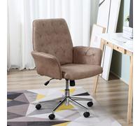 HOMCOM Computer Chair w/Armrest Modern Style Tufted For Home Office Dining Room in Brown HOMCOM Brown