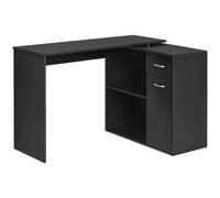 HOMCOM Corner Computer Desk 360° Rotating Dining Table W/ Storage Shelf Black