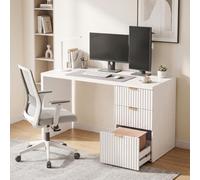 Homcom Computer Desk 3 Drawers 120 Cm Reversible Design, White
