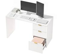 HOMCOM Computer Desk with 3 Drawers Reversible Home Office Desk 120 cm, White