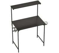 HOMCOM Computer Desk, 80cm Home Office Study Table with Hutch Shelf, Cup Holder, Headphone Hook, Black
