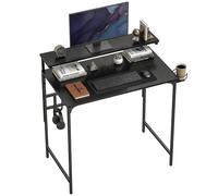 Homcom Computer Desk, 80Cm Home Office Study Table With Hutch Shelf, Black