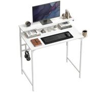 Homcom Computer Desk, 80Cm Home Office Study Table With Hutch Shelf In White White