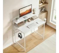 HOMCOM Computer Desk, 80cm Home Office Study Table with Hutch Shelf - White