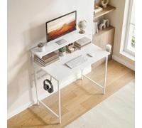 Homcom Computer Desk, 80Cm Home Office Study Table With Hutch Shelf, White