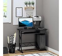 HOMCOM Computer Desk Black Oak H-Frame 1 Drawer 500 (W) x 900 (D) x 950 (H) mm MDF (Medium-Density Fibreboard), Steel