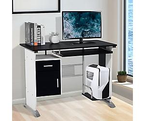HOMCOM Computer Desk Black Oak T-Foot 1 Drawer 520 (W) x 1,000 (D) x 750 (H) mm MDF (Medium-Density Fibreboard), Steel