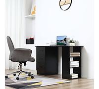HOMCOM Computer Desk Black Rubberwood 3 Drawers 1 Pedestal 490 (W) x 1,200 (D) x 720 (H) mm Particle Board, Plastic