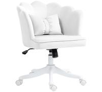 HOMCOM Armless Desk Chair Home Office Chair w/ Wide Seat Tilt Function White, White