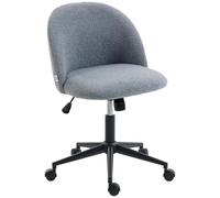 HOMCOM Computer Desk Chair Teddy Fleece Height Adjustable Wheels Grey