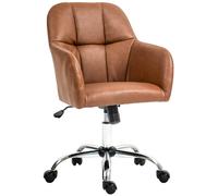 Homcom Computer Desk Chair With PU Leather, Swivel Wheels, Brown, Brown