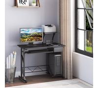 Homcom Computer Desk Executive Wooden Pc Tray Table Home Office Storage Workstation New In Black Black One Size