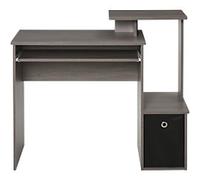 HOMCOM Computer Desk Grey Rubberwood 1 Drawer 1 Pedestal 400 (W) x 1,000 (D) x 866 (H) mm E1 Grade Particle Board