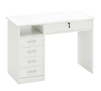 HOMCOM Computer Desk, Home Office Desk with Lockable Drawer, Storage Shelf for Study Bedroom, 110 x 50 x 76 cm, White