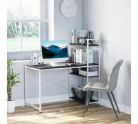 HomCom Computer Desk PC Workstation - 4-Tier Open Bookshelf - Home Office - Black