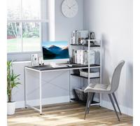 Homcom Computer Desk Laptop Table W/4-Tier Bookshelf Metal Frame Black, White