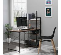 Computer Desk Laptop Table w/4-tier Bookshelf Metal Frame HOMCOM Brown One Size
