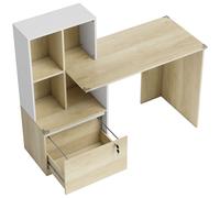 HOMCOM Computer Desk, Office Desk with Bookshelf, File Drawer and Legal Hanging File Holders, Oak Wood Effect