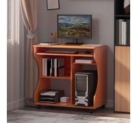 Zennor Wheeled Compact Desk - Cherry Wood, Brown