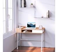 HOMCOM Computer Desk PC Workstation Laptop Table Storage Unit Metal Frame in Light Brown HOMCOM Light Brown